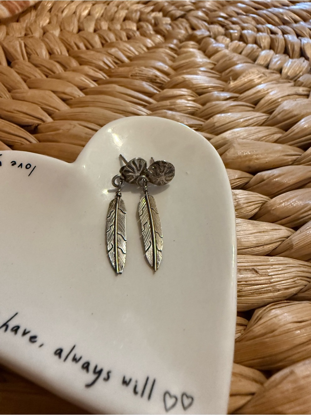Sterling Silver Feather Drop Earrings